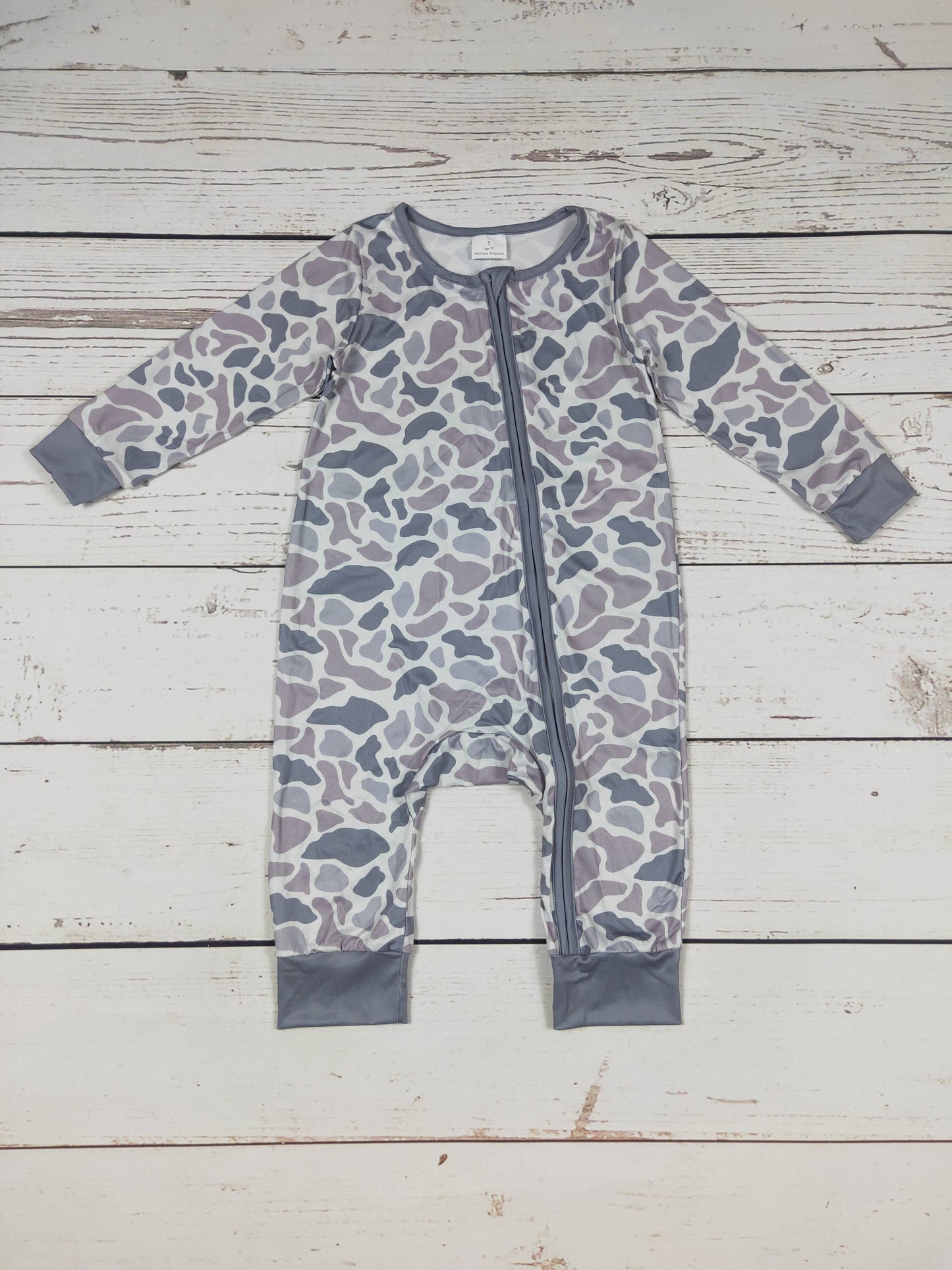 Baby Kids Camouflage Print Zip Romper